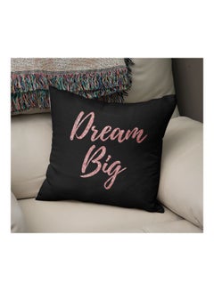 Generic Dream Big Printed Decorative Pillow Black/Pink 16x16inch  - Image 2