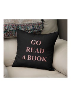 Generic Go Read A Book Printed Decorative Pillow Black/Pink 16x16inch  - Image 2