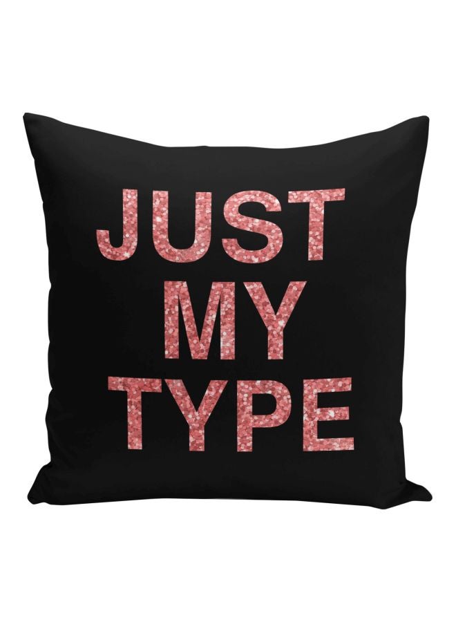Just My Type Printed Decorative Pillow Black/Pink 16x16inch - Image 1