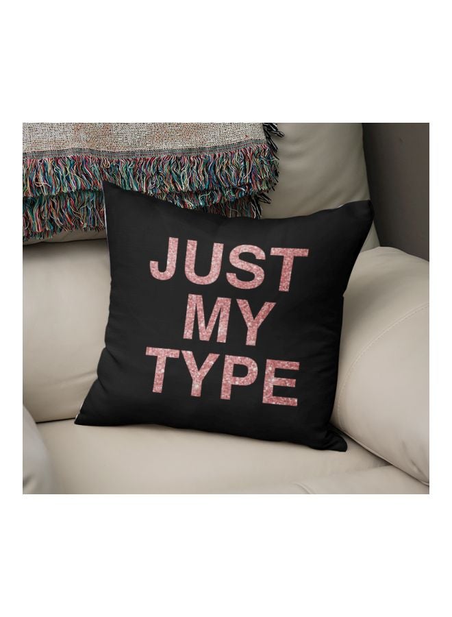 Just My Type Printed Decorative Pillow Black/Pink 16x16inch - Image 2