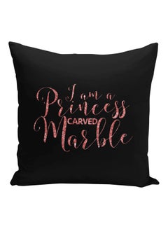 Generic I Am Princess Carved Marble Printed Decorative Pillow Black/Pink 16x16inch  - Image 1