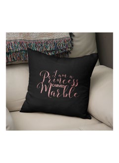 Generic I Am Princess Carved Marble Printed Decorative Pillow Black/Pink 16x16inch  - Image 2
