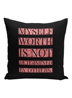 Generic Quote Printed Decorative Pillow Black/Pink 16x16inch  - Image 1