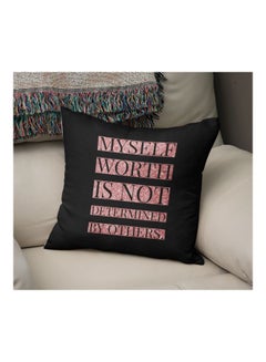 Generic Quote Printed Decorative Pillow Black/Pink 16x16inch  - Image 2