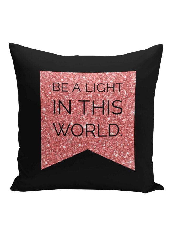 Be A Light In This World Printed Decorative Pillow Black/Rose Gold 16x16inch - Image 1