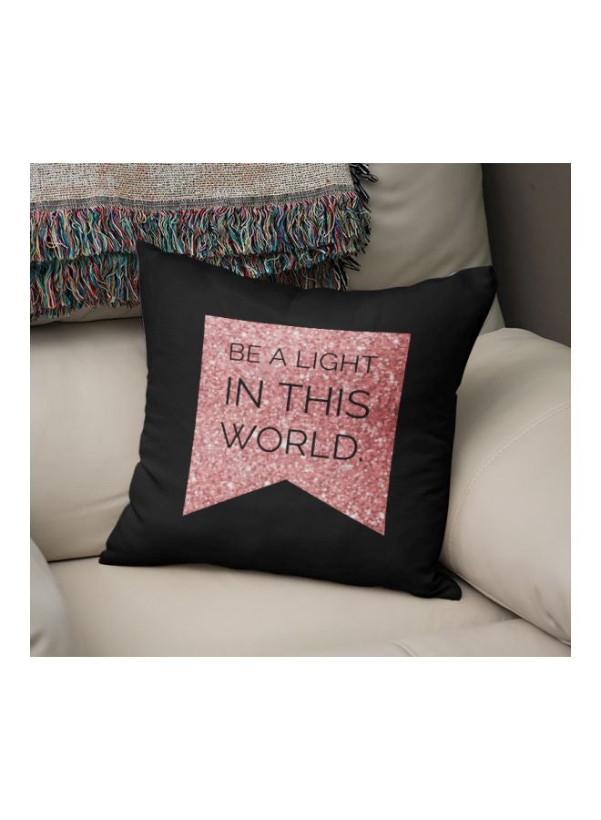 Be A Light In This World Printed Decorative Pillow Black/Rose Gold 16x16inch - Image 2