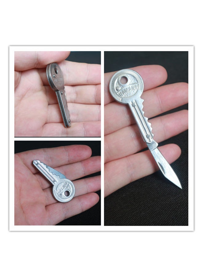 Survival Multifunctional Folding Emergency SOS  Knife Tool Silver  - Image 2