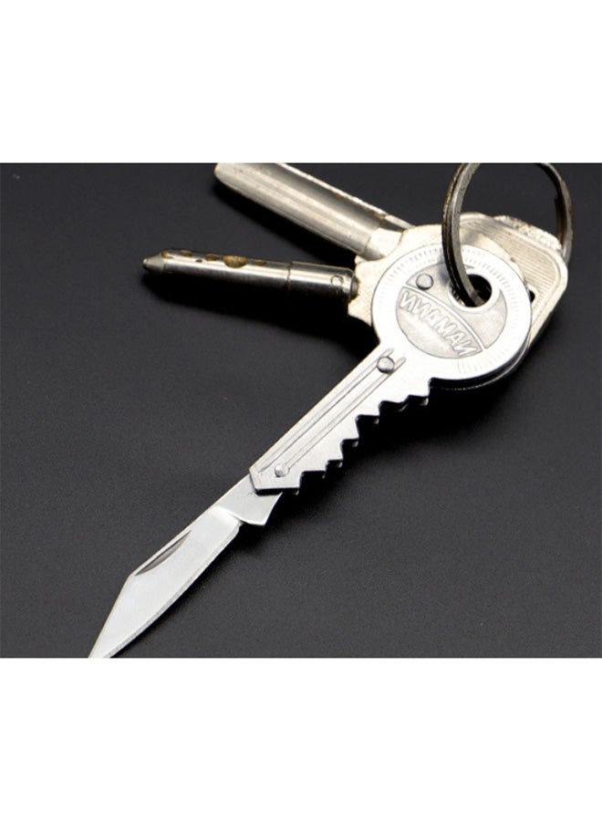 Survival Multifunctional Folding Emergency SOS  Knife Tool Silver  - Image 3