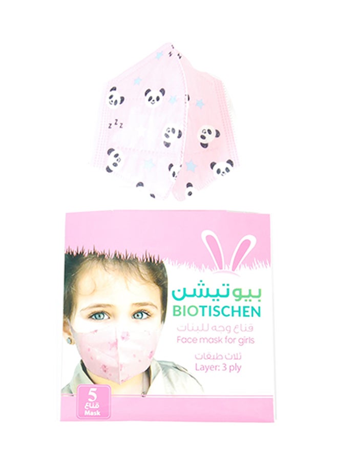 BIOTISCHEN Face Mask For Girls, 3 Ply, 5 Pieces - Image 1
