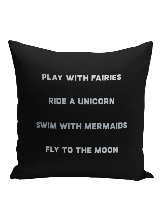 Quote Printed Decorative Pillow Black/Grey 16x16inch - Image 1