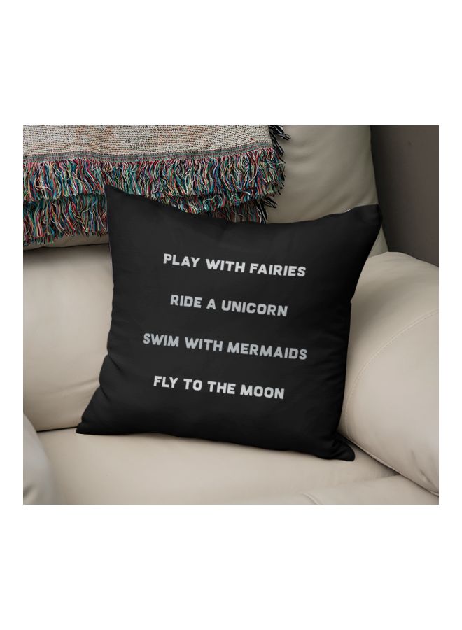 Quote Printed Decorative Pillow Black/Grey 16x16inch - Image 2