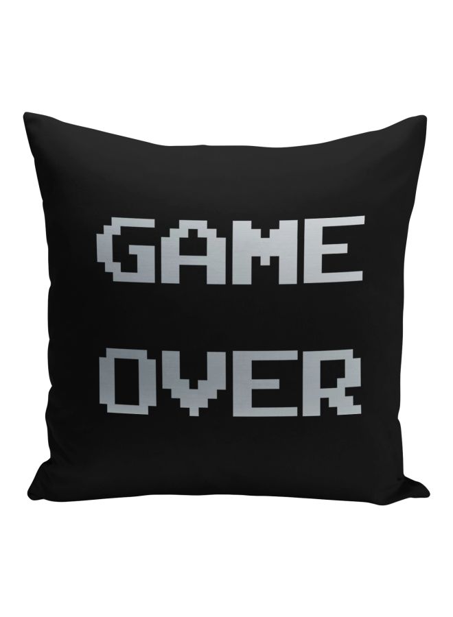Game Over Printed Decorative Pillow Black/Silver 16x16inch - Image 1