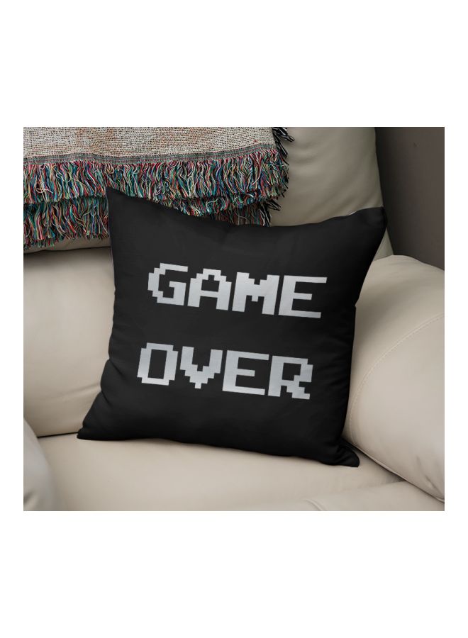 Game Over Printed Decorative Pillow Black/Silver 16x16inch - Image 2