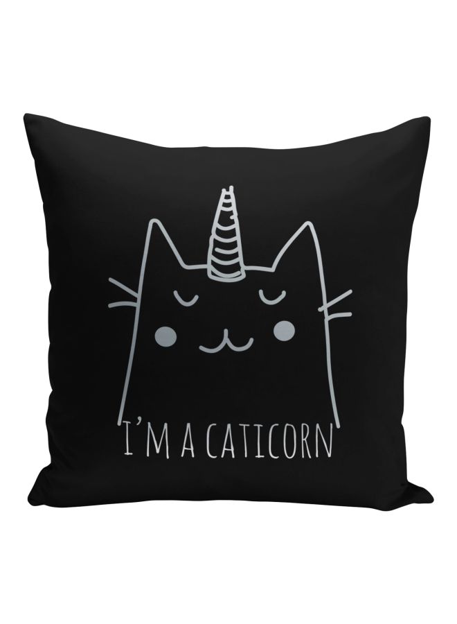 I'm A Caticorn Printed Decorative Pillow Black/Off White 16x16inch - Image 1