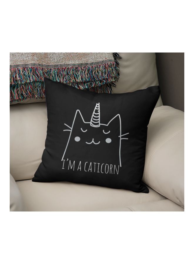 I'm A Caticorn Printed Decorative Pillow Black/Off White 16x16inch - Image 2