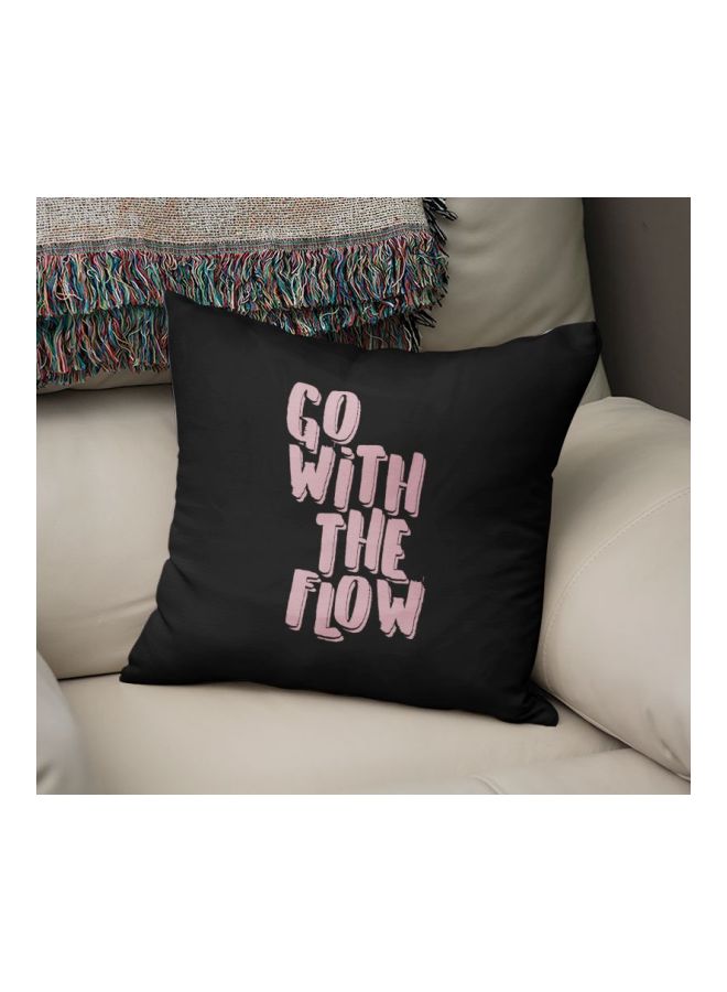 Go With The Flow Quoted Decorative Pillow Black/Pink 16x16inch - Image 2