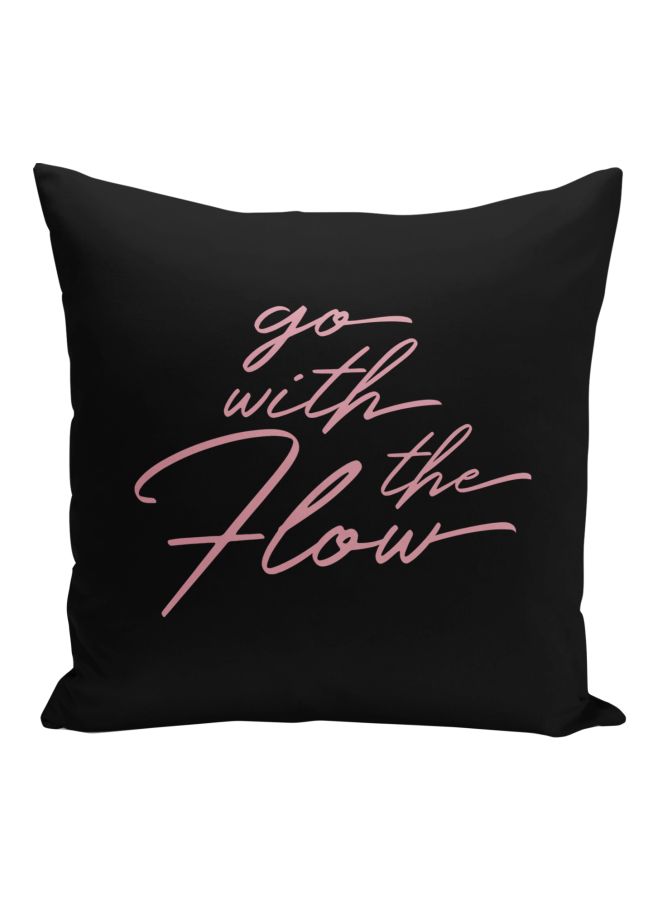 Go With The Flow Printed Decorative Pillow Black/Pink 16x16inch - Image 1