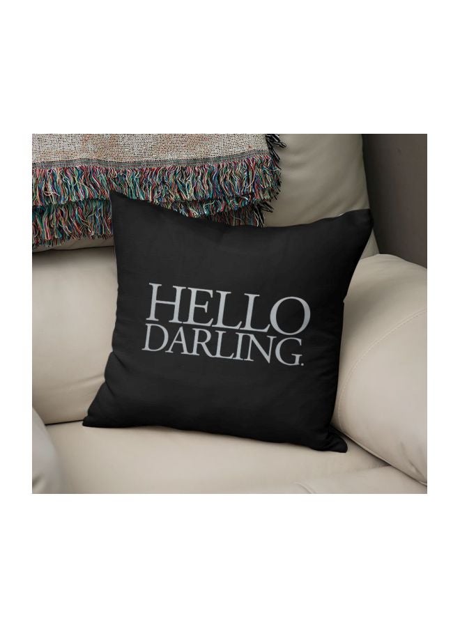 Hello Darling Printed Decorative Couch Pillow Black/Grey 16x16inch - Image 2