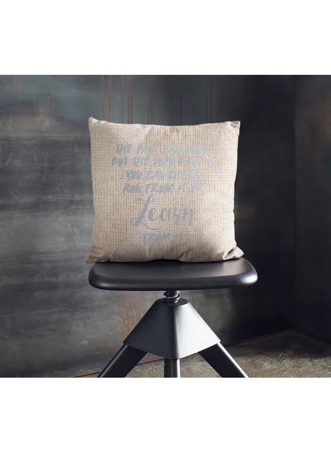 Past Can Hurt Quote Printed Decorative Pillow Beige/Silver 16x16inch 