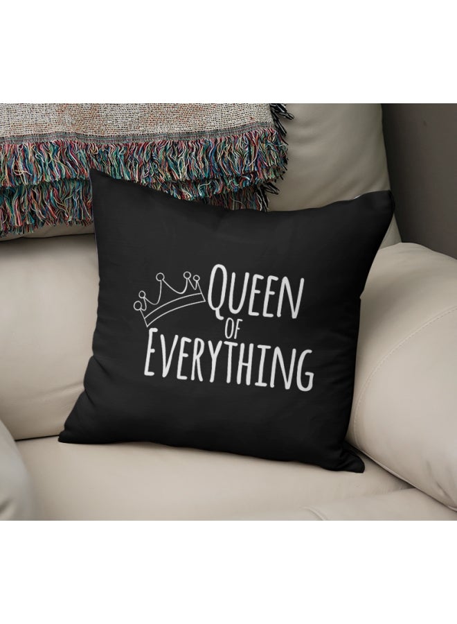 Queen Of Everything Printed Decorative Pillow Black/White 16x16inch