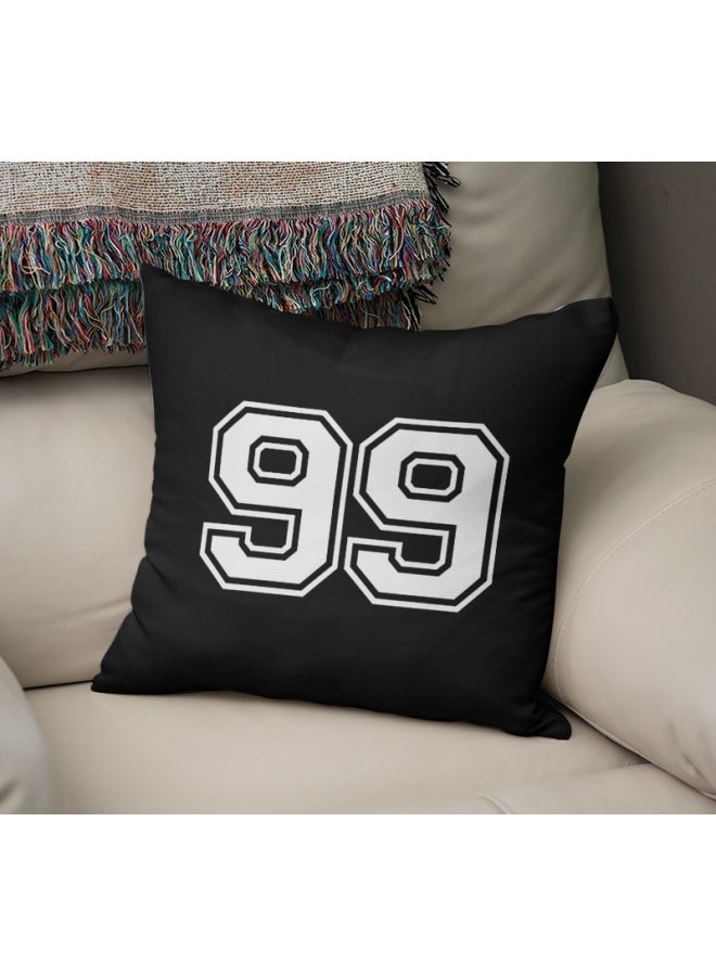 Number 99 Printed Decorative Pillow Black/White 16x16inch