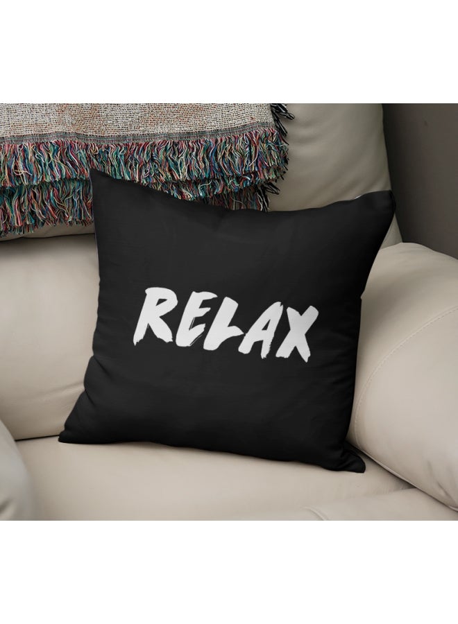 Relax Printed Decorative Pillow Black/White 16x16inch