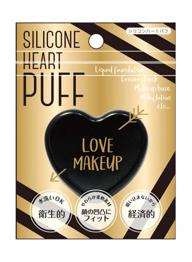 SUN SMILE Heart Shaped Makeup Puff Black - Image 1