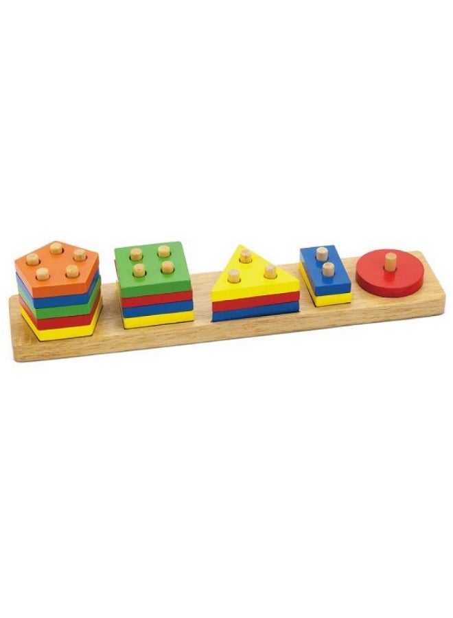 مَجموعَة 25 قِطعَة مُكَعّبات تكديس بأشكال هندسية ومُزودة بحَامِل 11.8 x 2.77بوصة - Image 2