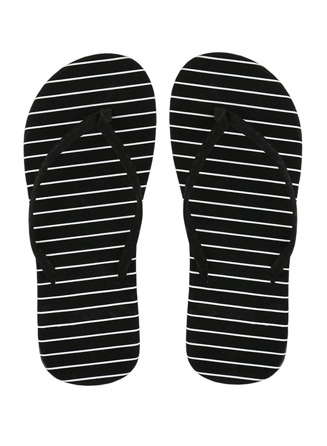Fashion Beach Thong Flat Flip Flops Black/White - Image 1