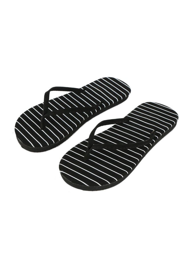 Fashion Beach Thong Flat Flip Flops Black/White - Image 2