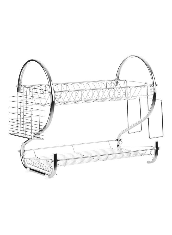 2-Tier Multifunctional Storage Rack Silver 55x38x25cm - Image 1