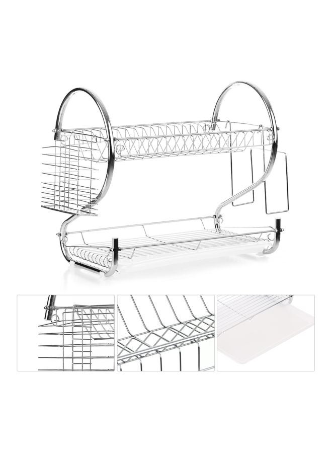 2-Tier Multifunctional Storage Rack Silver 55x38x25cm - Image 3