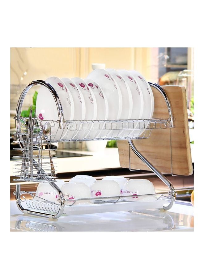 2-Tier Multifunctional Storage Rack Silver 55x38x25cm - Image 5