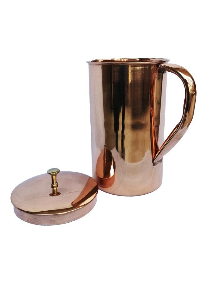 Green Tree - Copper Jug With Lid Gold 22x12centimeter - Image 1
