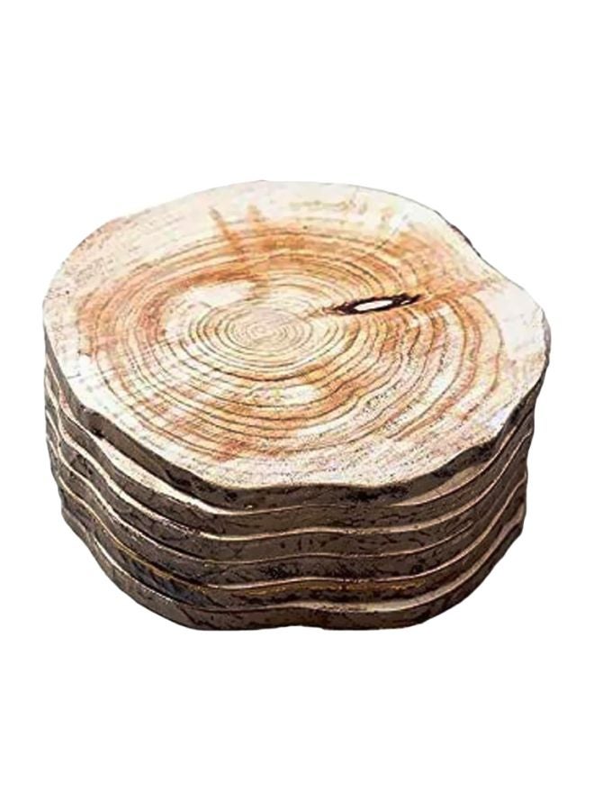 Pack Of 6 Wooden Coasters Beige 10x10cm  - Image 1