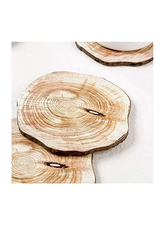 Pack Of 6 Wooden Coasters Beige 10x10cm  - Image 2