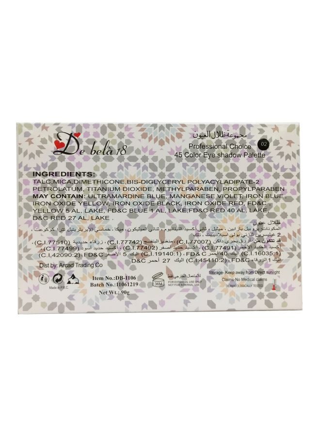 De Bela 18 Professional Choice 45 Color Eye Shadow Palette Multicolour  - Image 5