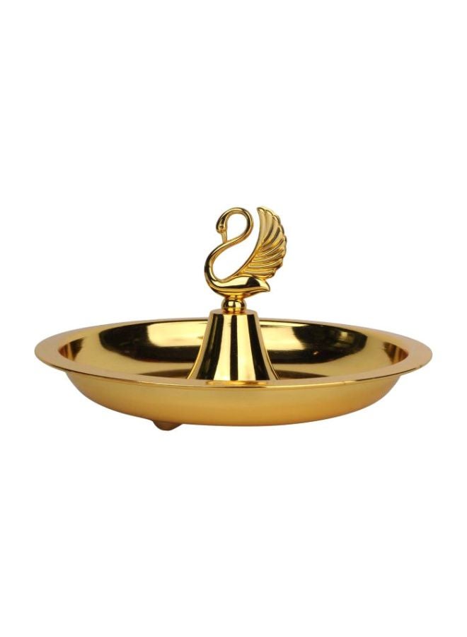 دانيا صحن حلويات مدور ذهبي 22x22x6سم