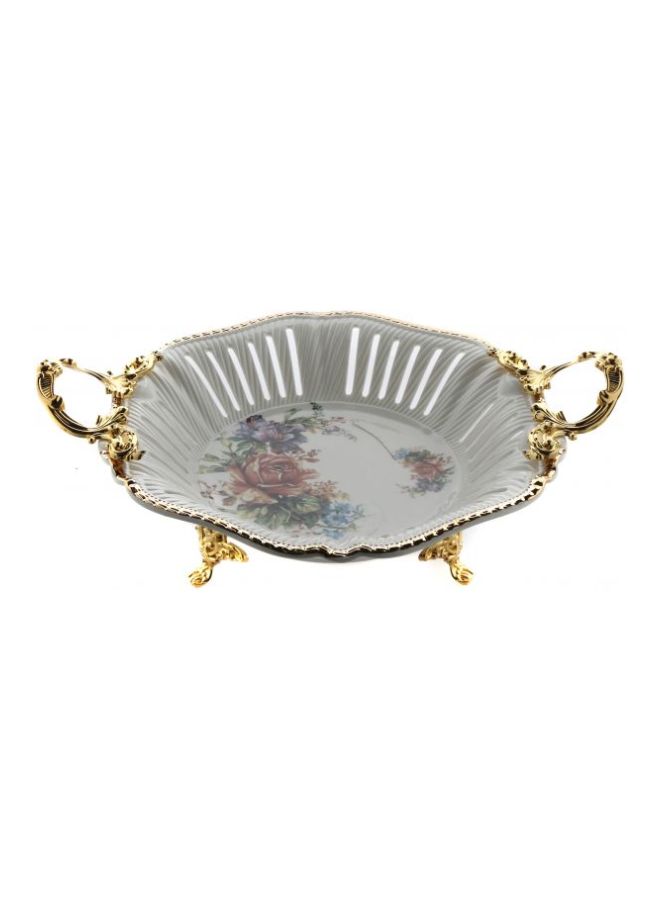 دانيا طبق تقديم حلوى من الستيل أبيض/ذهبي 30x30x12سم