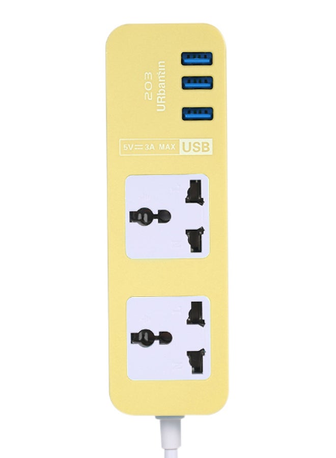 USB Socket Power Strip Yellow/White - Image 2
