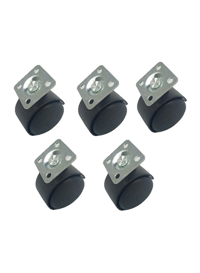 5-Piece Office Chair Swivel Caster Wheel Black/Silver 1.5inch  - Image 1