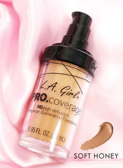 LA Girl Pro Coverage HD Illuminating Liquid Foundation GLM648 Soft Honey  - Image 3