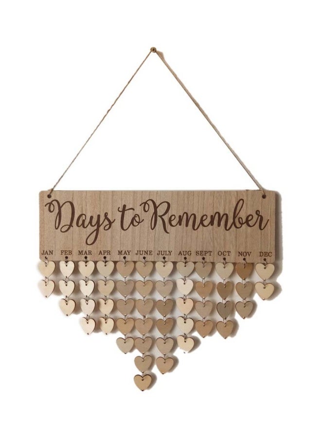 Wooden Days To Remember Hanging Ornament Board Beige 40x12x0.5cm  - Image 1