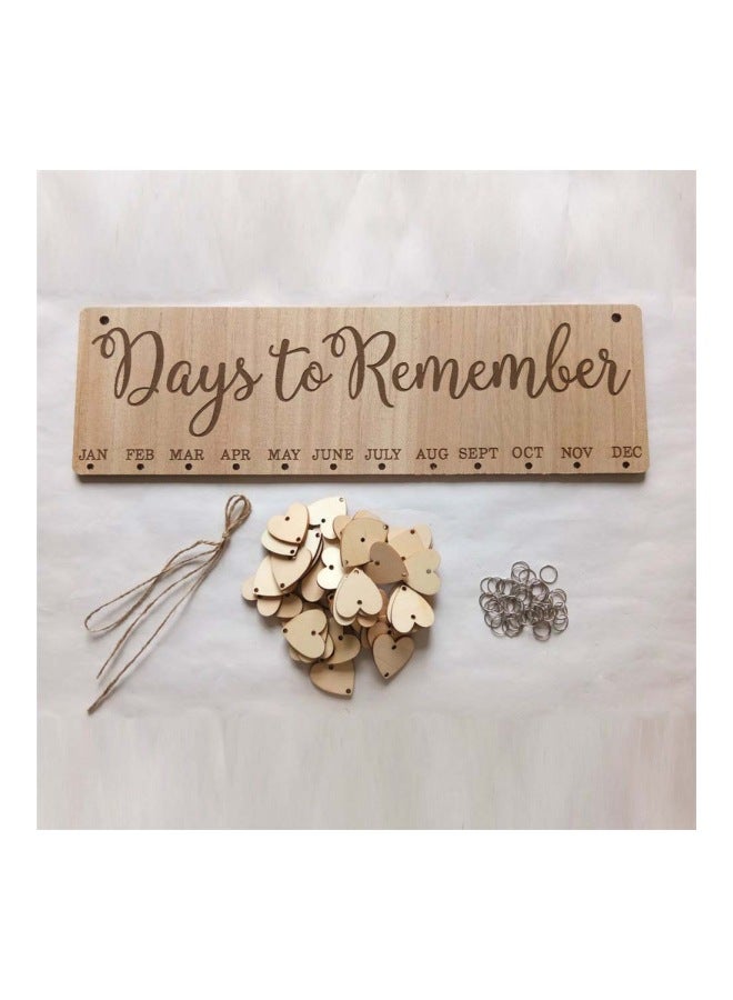 Wooden Days To Remember Hanging Ornament Board Beige 40x12x0.5cm  - Image 3