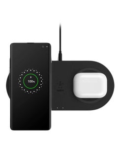 belkin Dual Wireless Charger (Dual Wireless Charging Pad 10W for iPhone 14 and 13 series, Galaxy S22, S22+, S22 Ultra, Pixel 4, 4XL, AirPods and more) Black  - Image 2