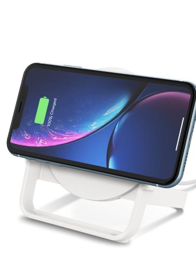 belkin Boostcharge Wireless Charging Stand 10W Qi-certified Fast Wireless Charger For iPhone, Samsung, Google, More White  - Image 2