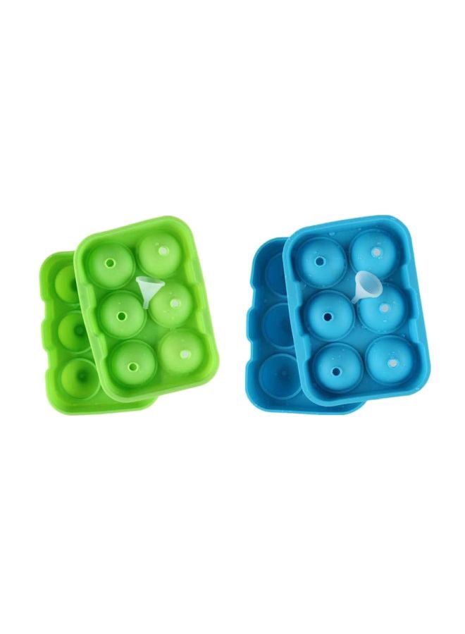 QD 2-Piece Ice Ball Mold Set Green/Blue 13x18x5cm - Image 1