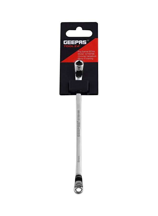 GEEPAS 7mm Ring Spanner - 12 Point Double Ring Spanner| CRV Material, Mirror Finish | Ideal for Mechanic, Plumbers, Carpenter, DIYers and More Silver  - Image 1