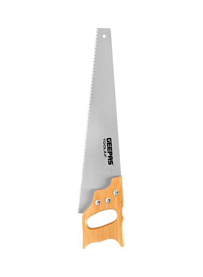 GEEPAS - 16" Hand Saw Wooden handle- High carbon steel | Universal-Cut Soft-Grip | Heavy Duty Sawing, Trimming, Gardening, Wood Cutting, Plastic | Ideal for Carpenters, gardeners, & framers Silver/Beige 16inch - Image 1