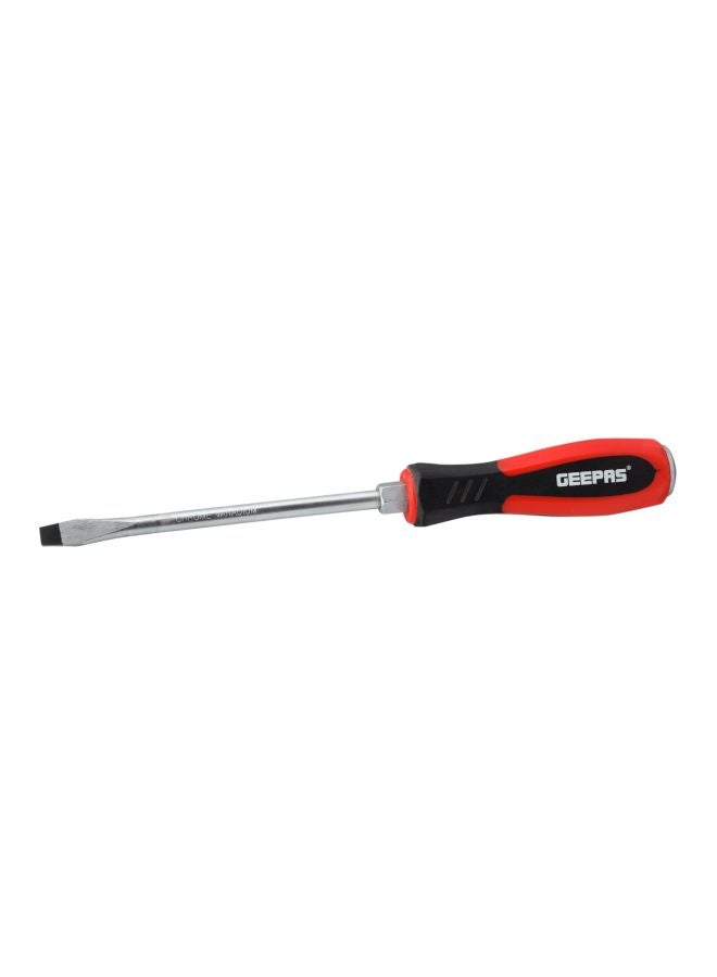 GEEPAS - Precision Screwdriver - Slotted Screwdriver with Soft Grip Rubber Insulated Ergonomic Handle - CR-V Build, Magnetic Tip and Hanging Hole for Easy Carry - Bicolored  - (SL 8x150mm) Silver/Red/Black 8x150mm - Image 1